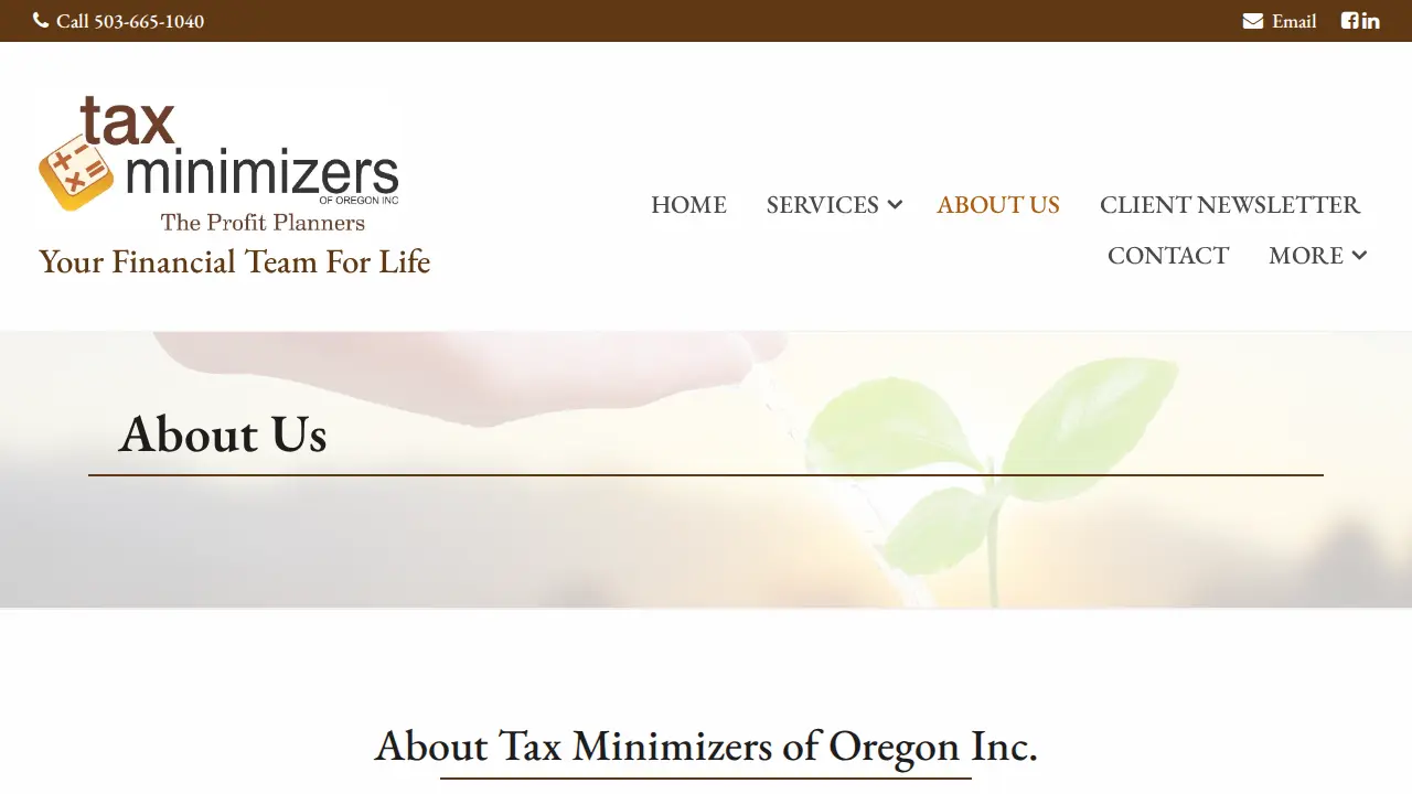 Tax Minimizers of Oregon Inc. page