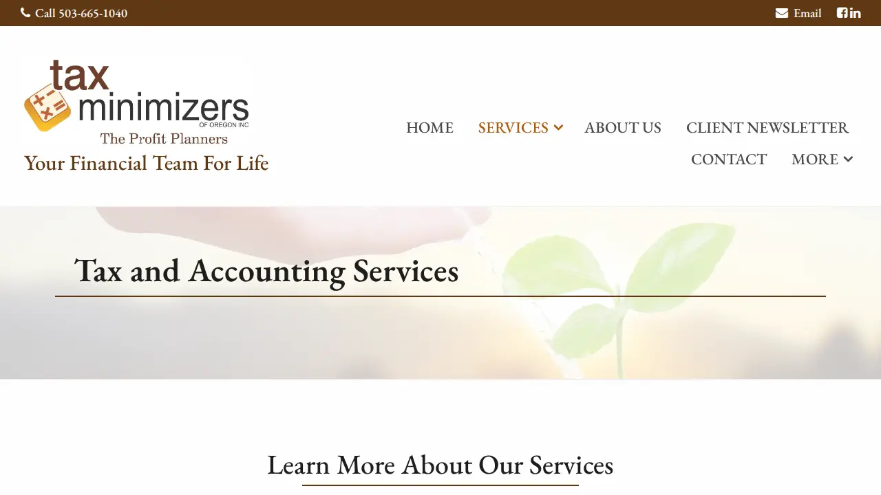 Tax Minimizers of Oregon Inc. page