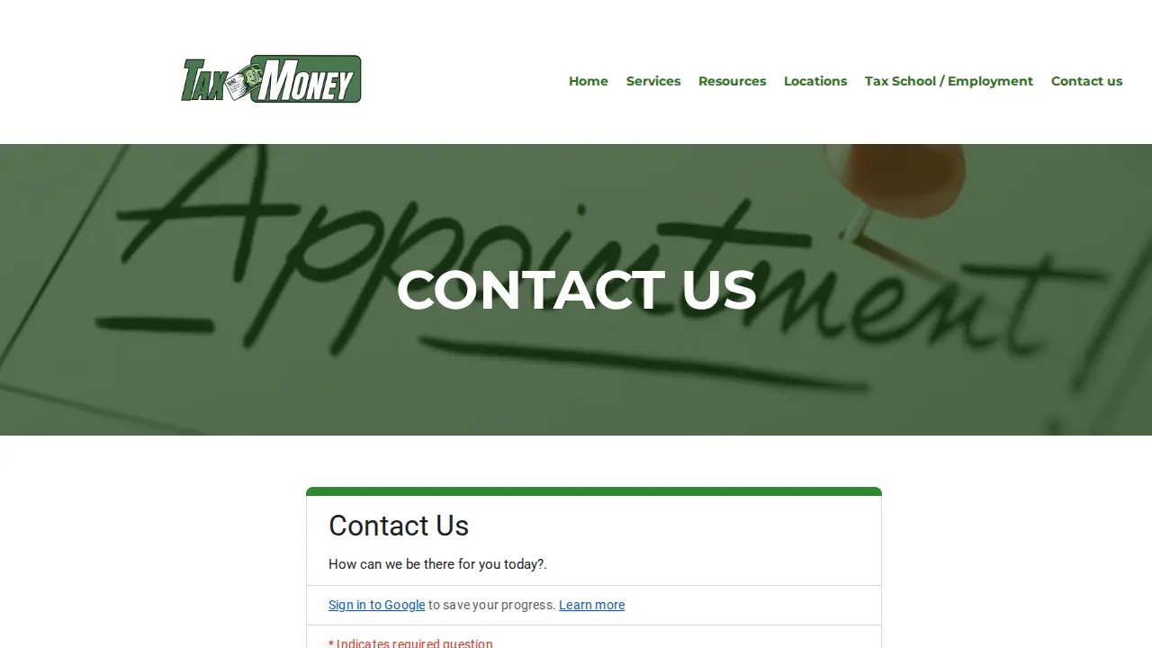 Tax Money Refund page