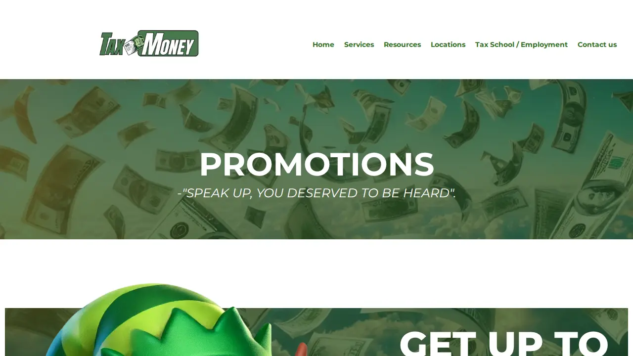 Tax Money Refund page