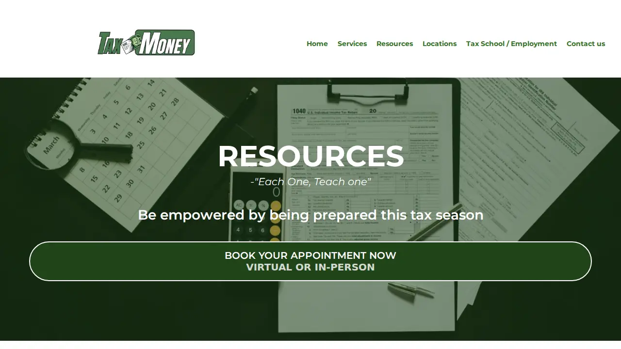 Tax Money Refund page