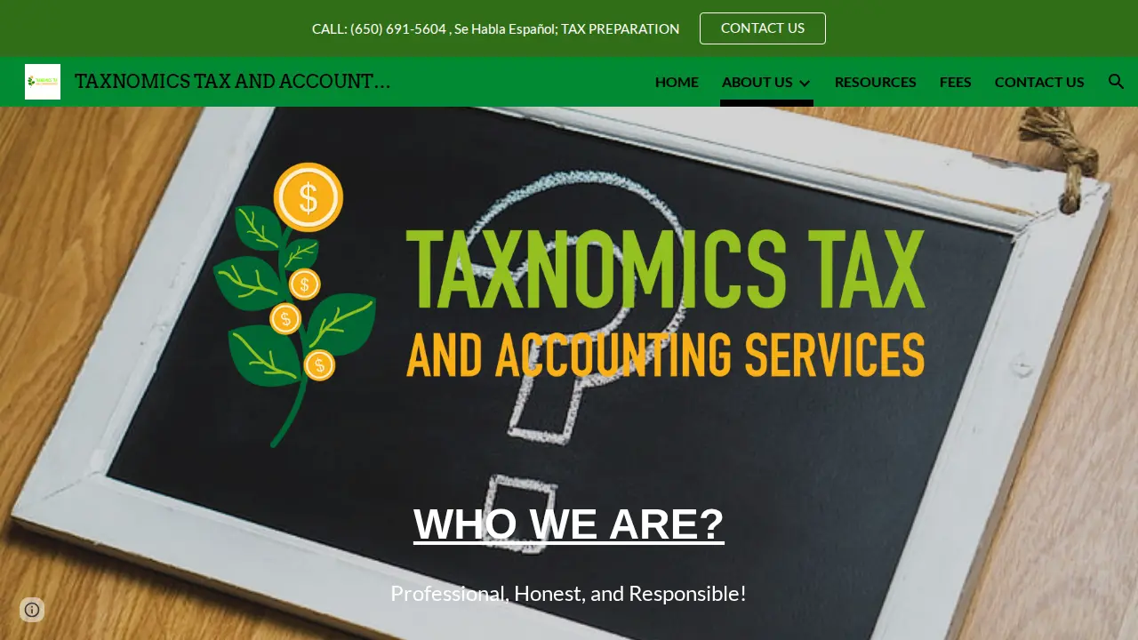 Taxnomics Tax And Accounting Services page