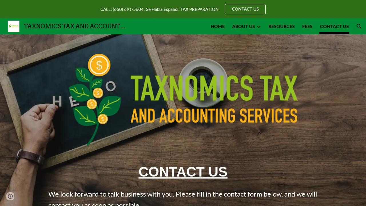 Taxnomics Tax And Accounting Services page