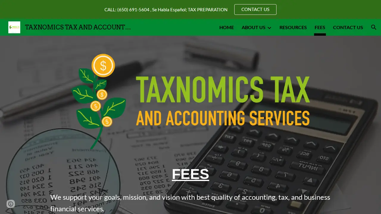 Taxnomics Tax And Accounting Services page