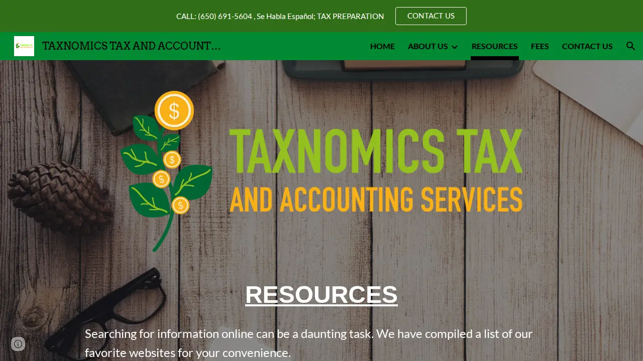 Taxnomics Tax And Accounting Services page