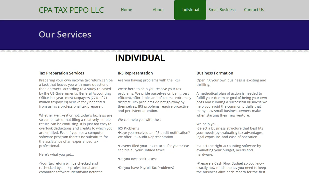 TAX PEPO LLC dba Daniel Njenga CPA page