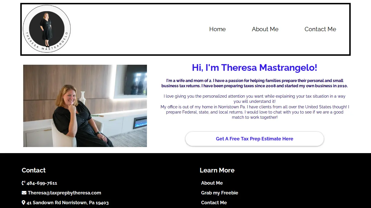 Tax Prep by Theresa Mastrangelo page