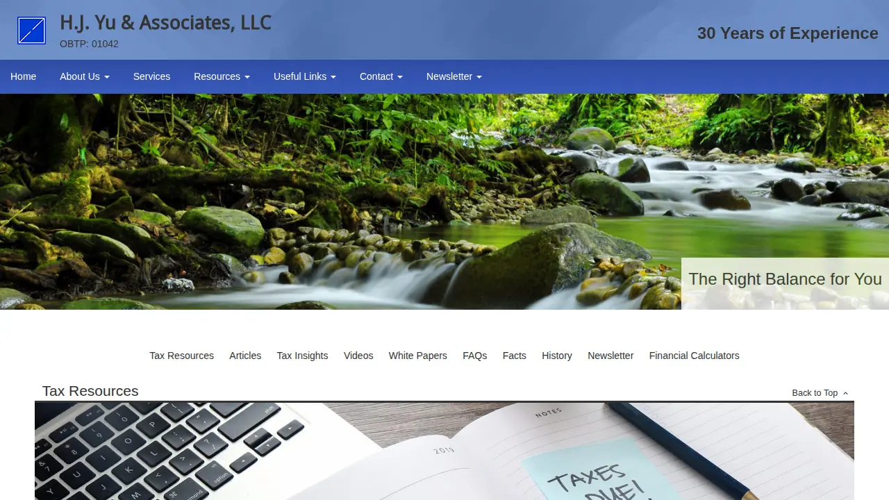 H J Tax Service page
