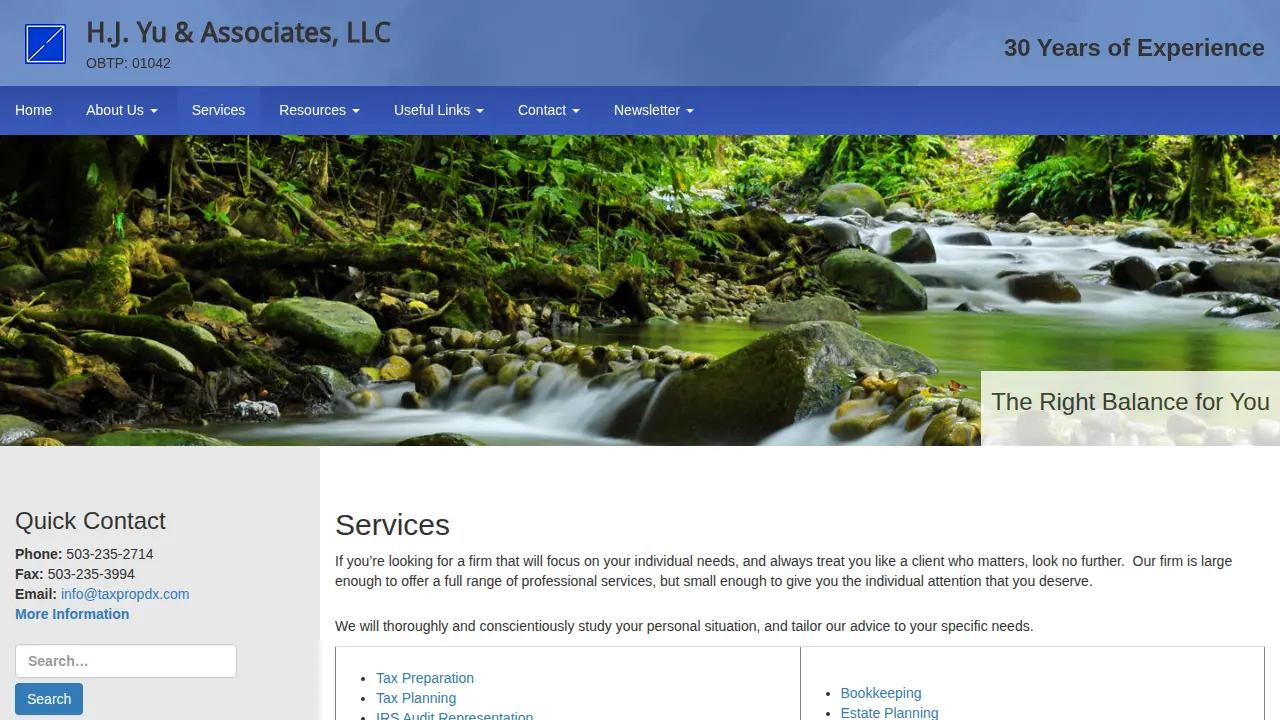 H J Tax Service page