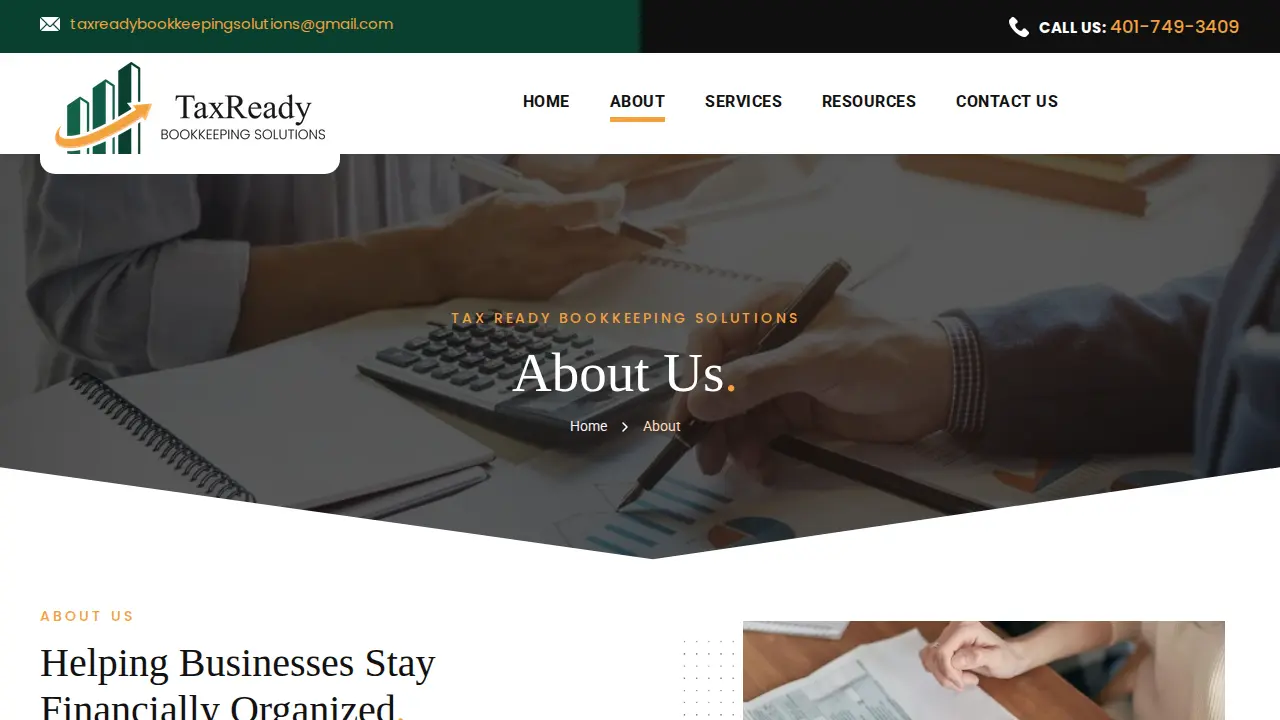 TaxReady Bookkeeping Solutions page