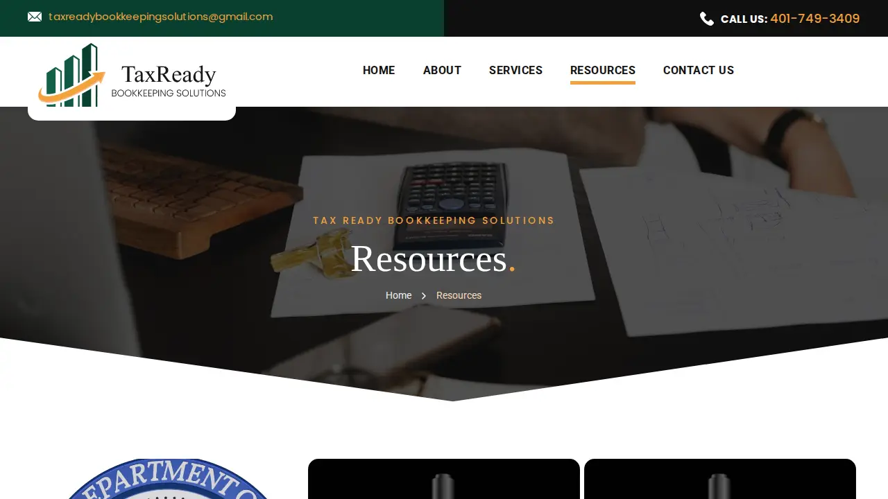TaxReady Bookkeeping Solutions page