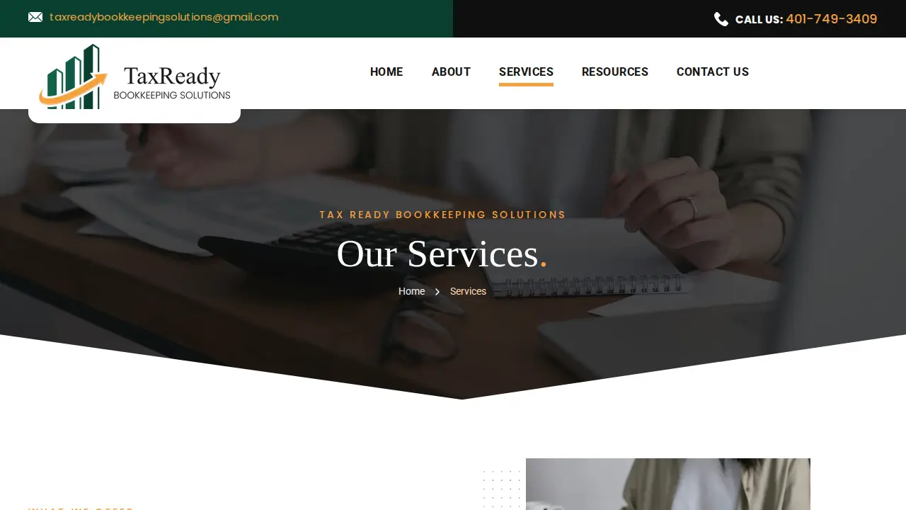 TaxReady Bookkeeping Solutions page