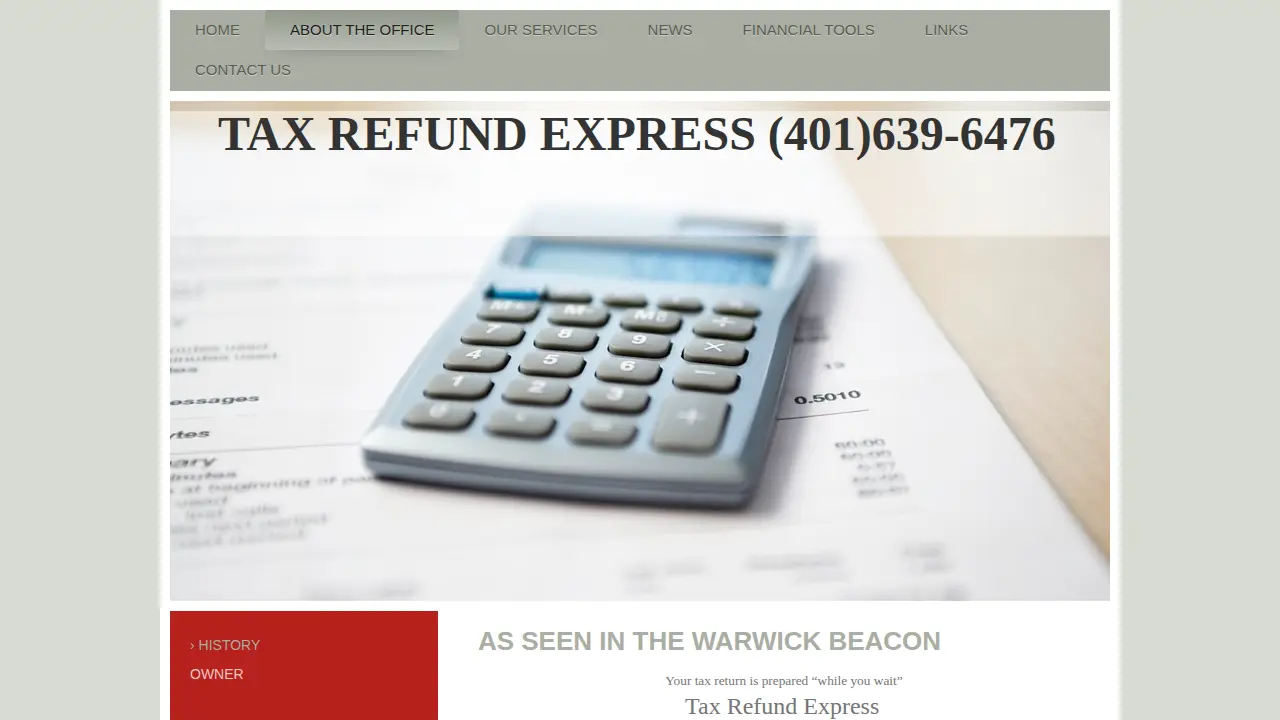 Tax Refund Express page