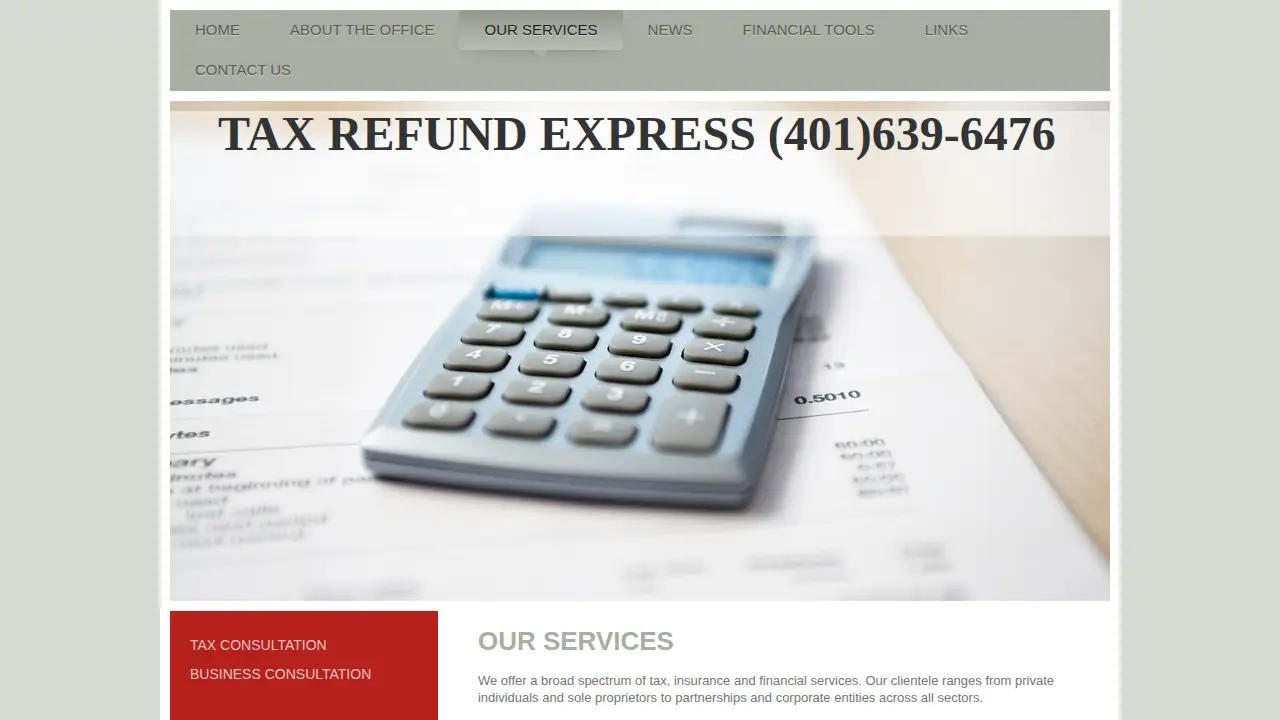 Tax Refund Express page