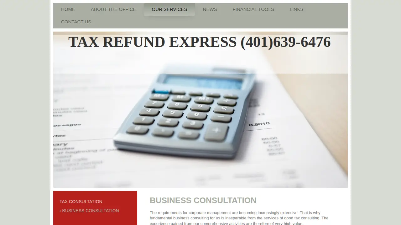Tax Refund Express page