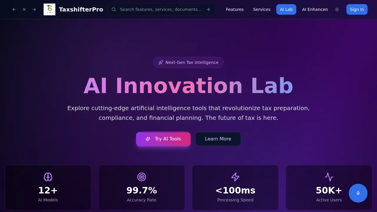 Tax Shifter Pro page