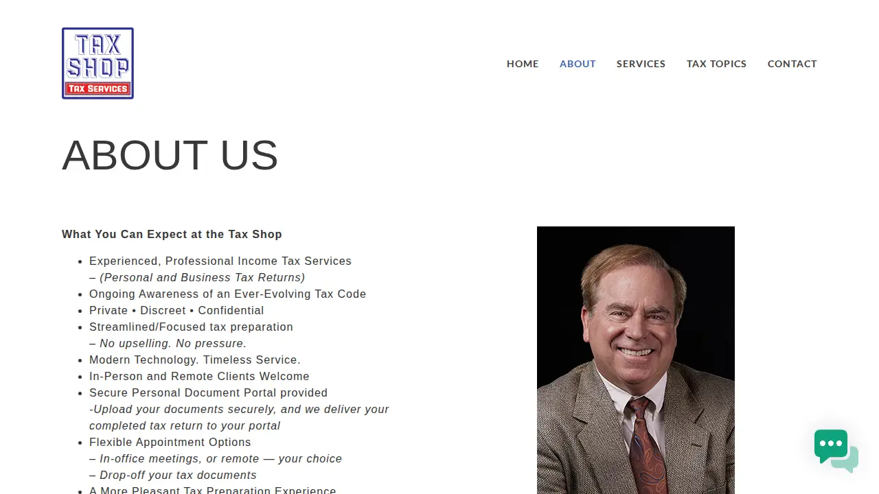 Tax Shop page