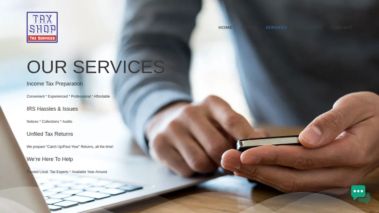Tax Shop page