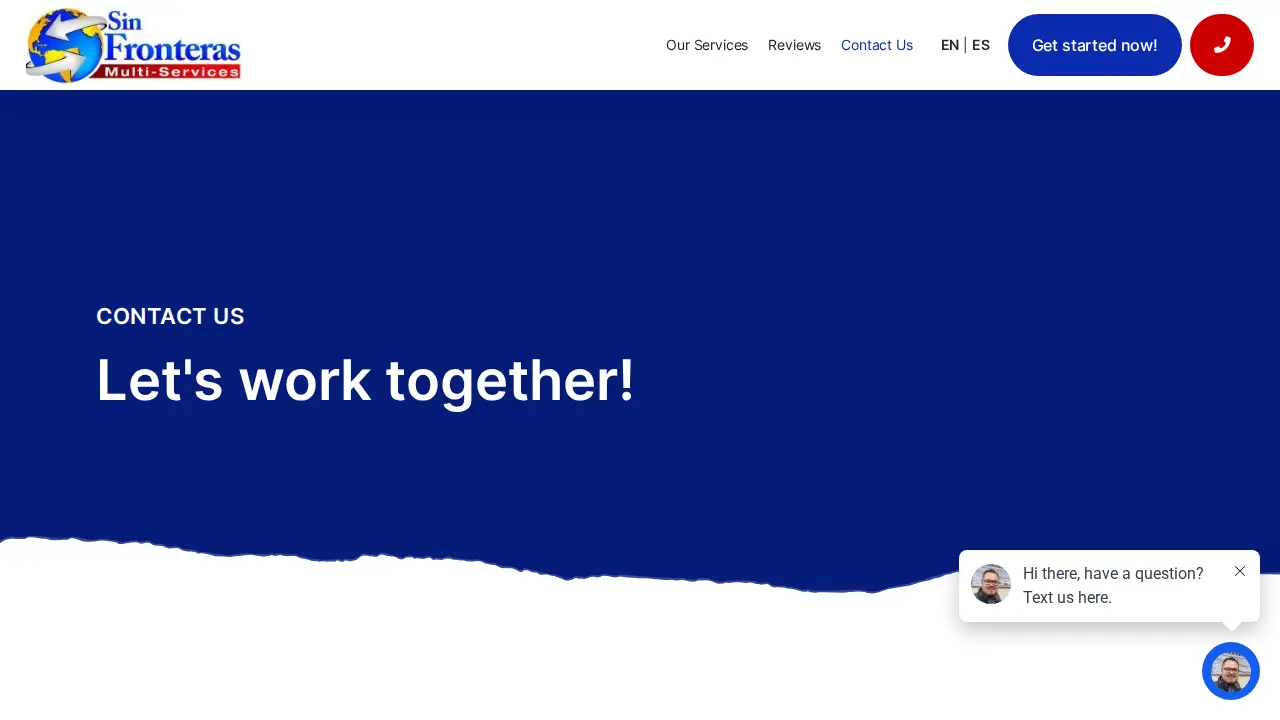 Sin Fronteras Multiservices page