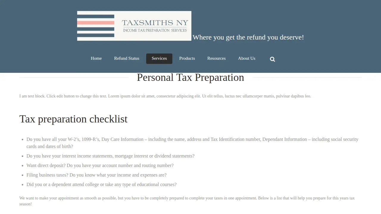 TaxSmiths NY page