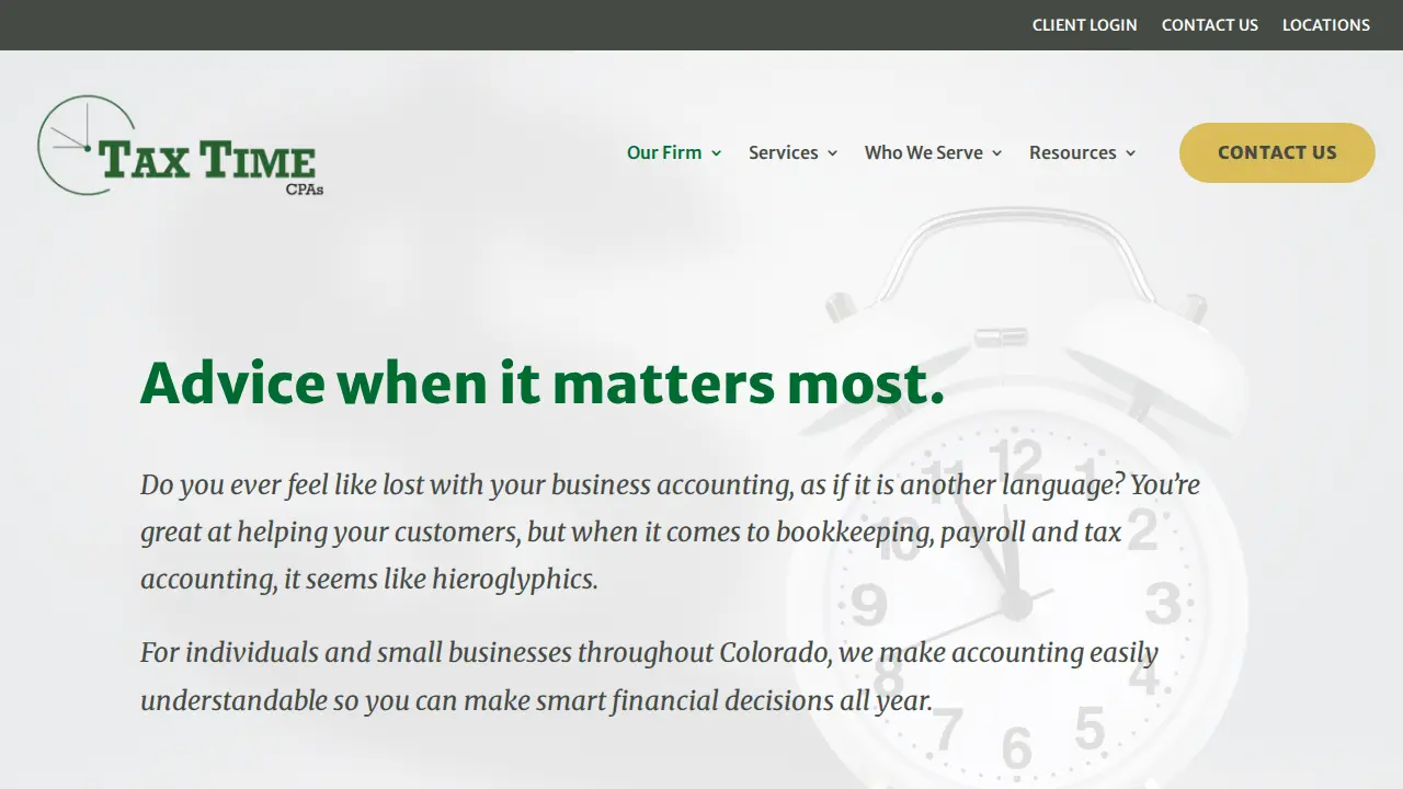 Tax Time CPAs - Denver page