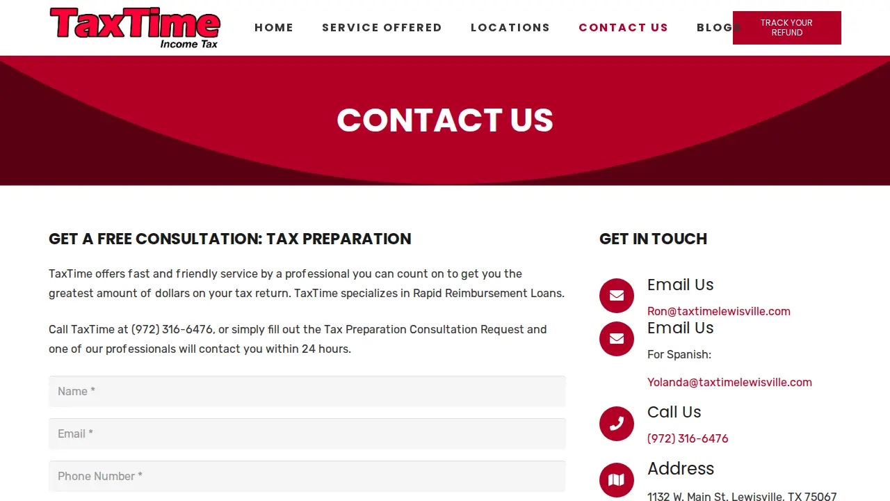 Tax Time Lewisville page