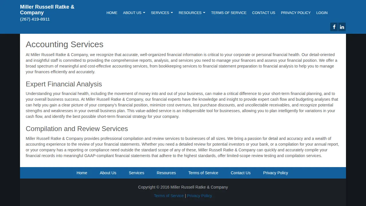 Miller Russell Ratke & Company page