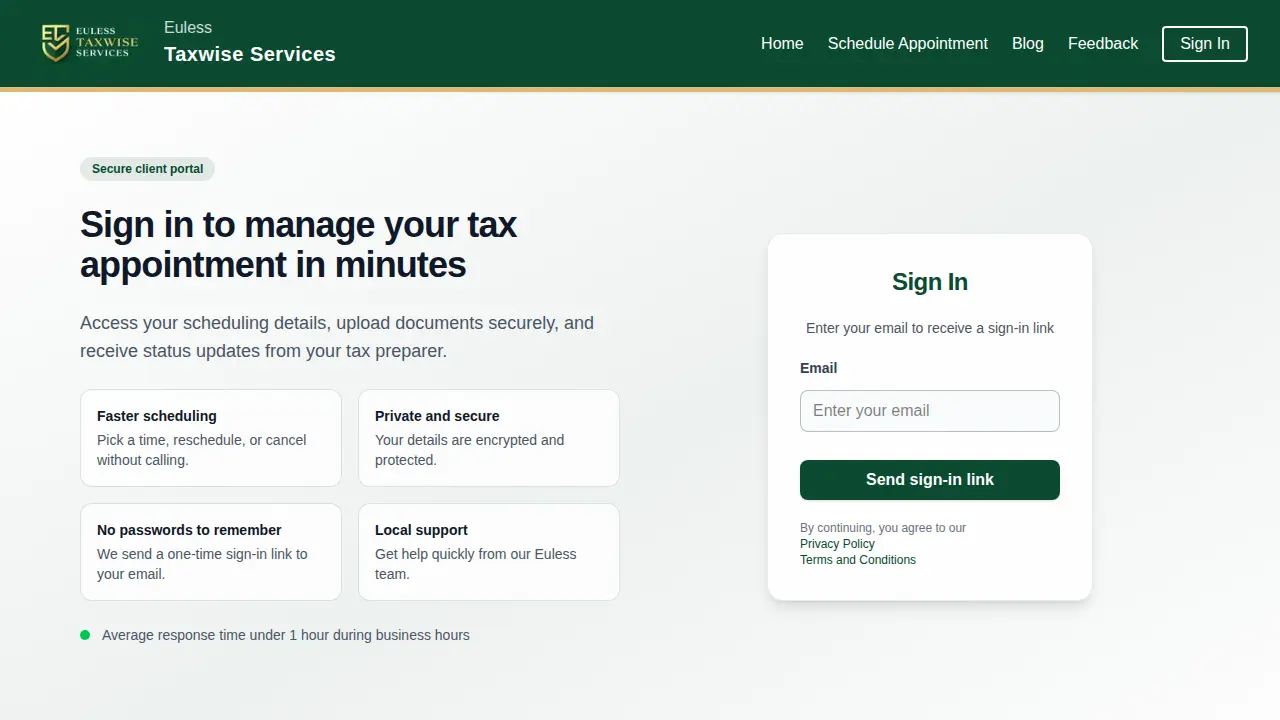 Tax Wise Services page