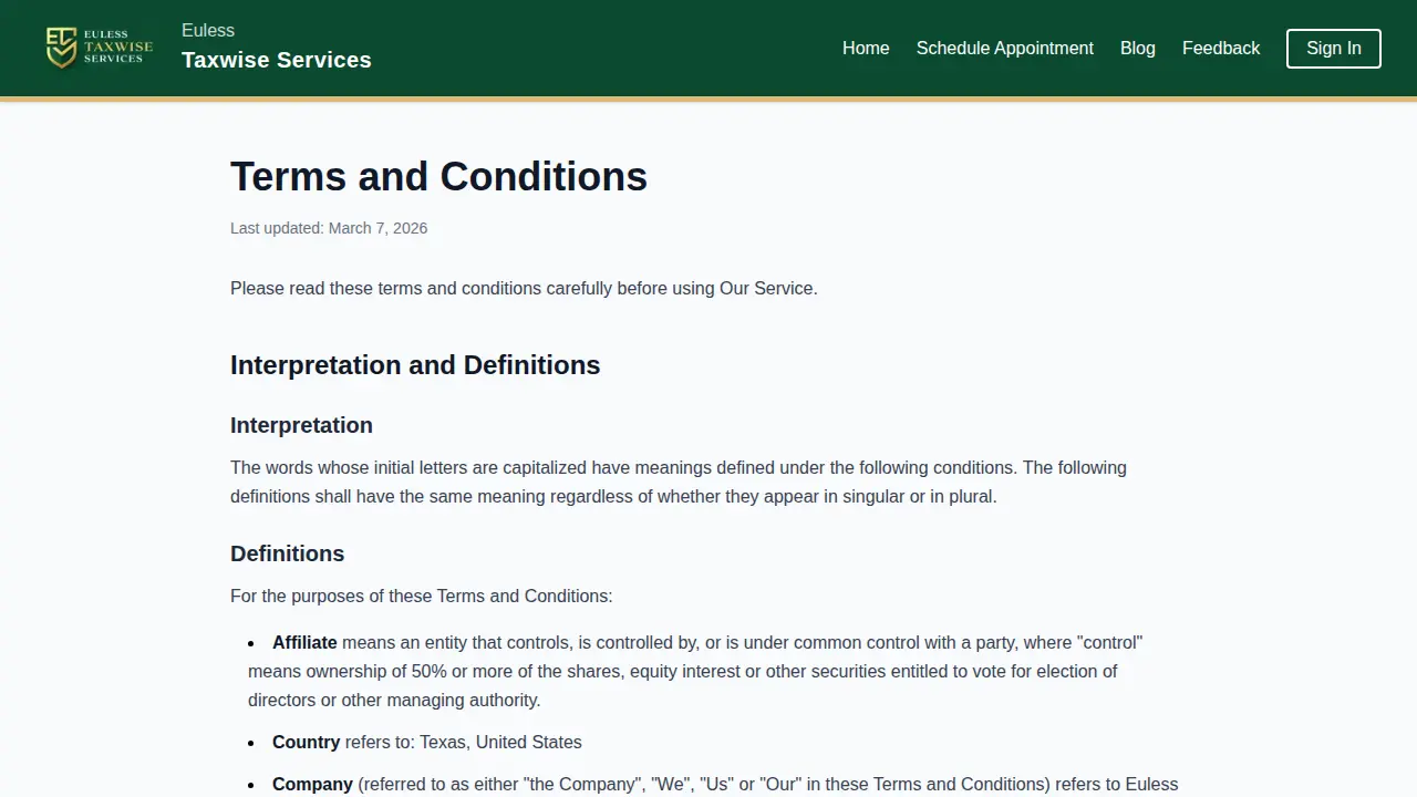 Tax Wise Services page
