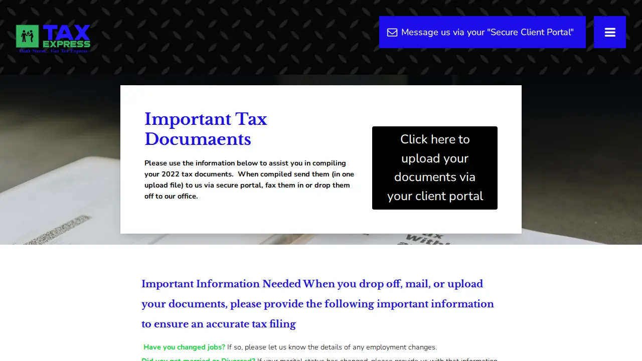 Tax Express page