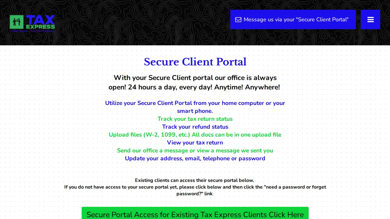 Tax Express page