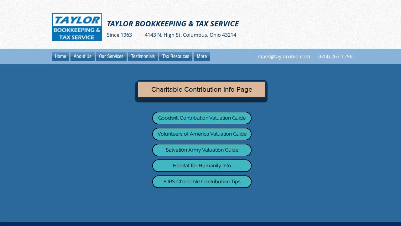 Taylor Bookkeeping & Tax Service page