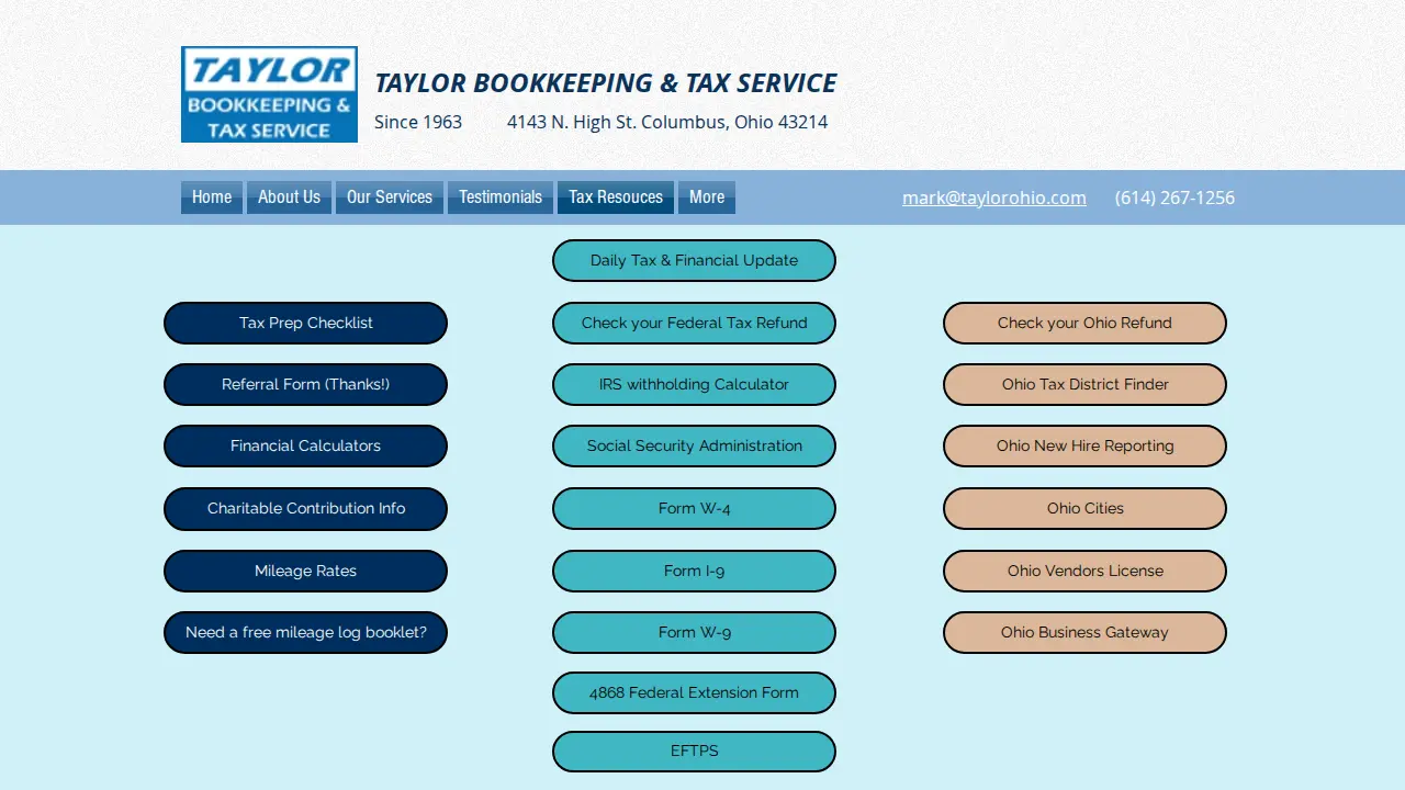 Taylor Bookkeeping & Tax Service page