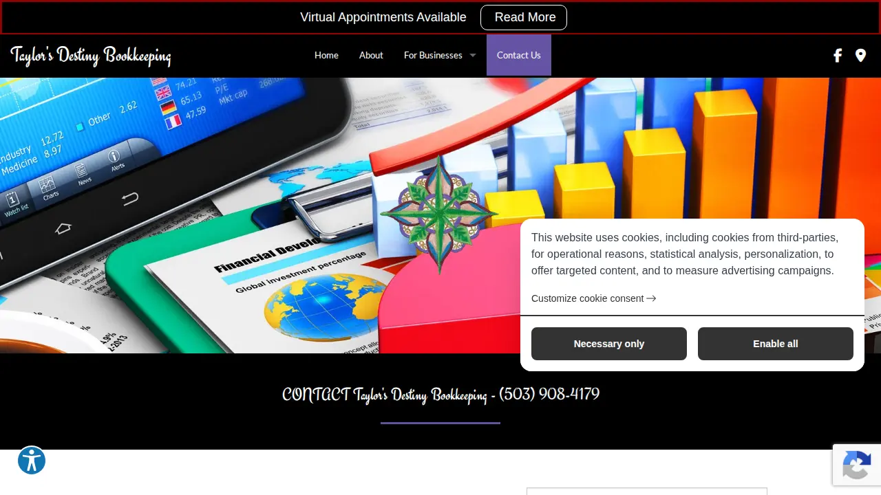 Taylor's Destiny Bookkeeping page