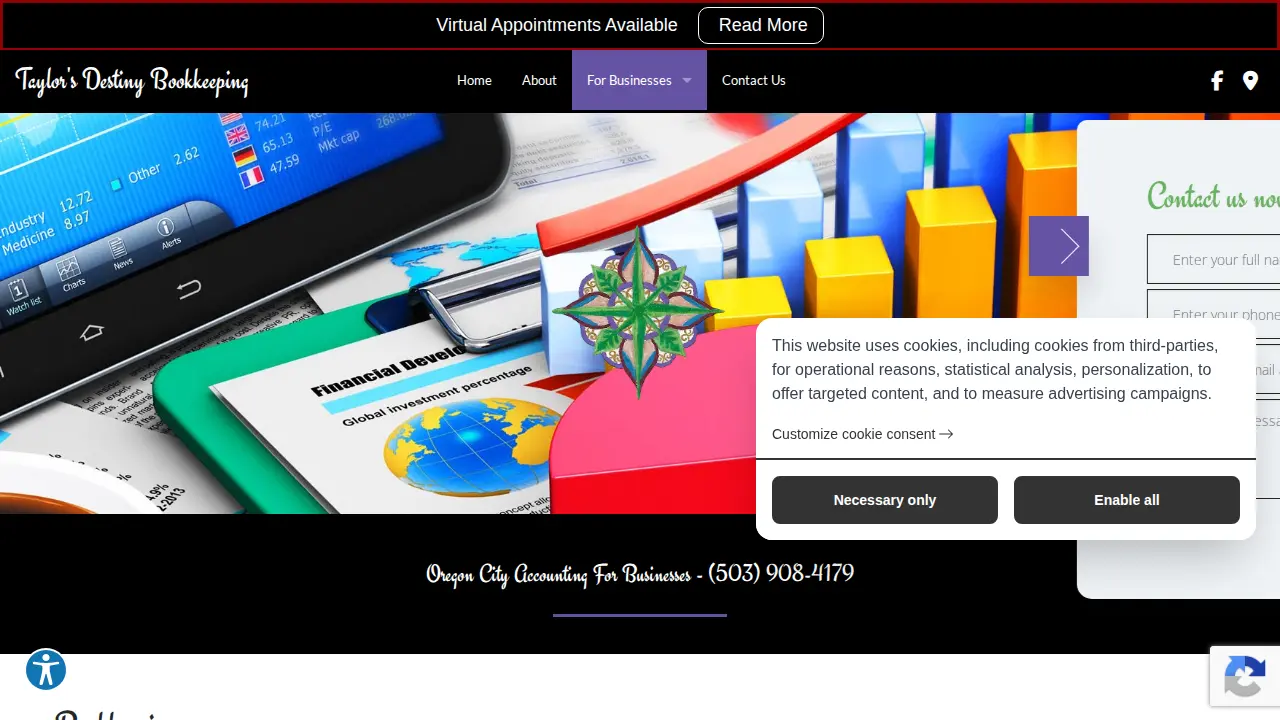 Taylor's Destiny Bookkeeping page