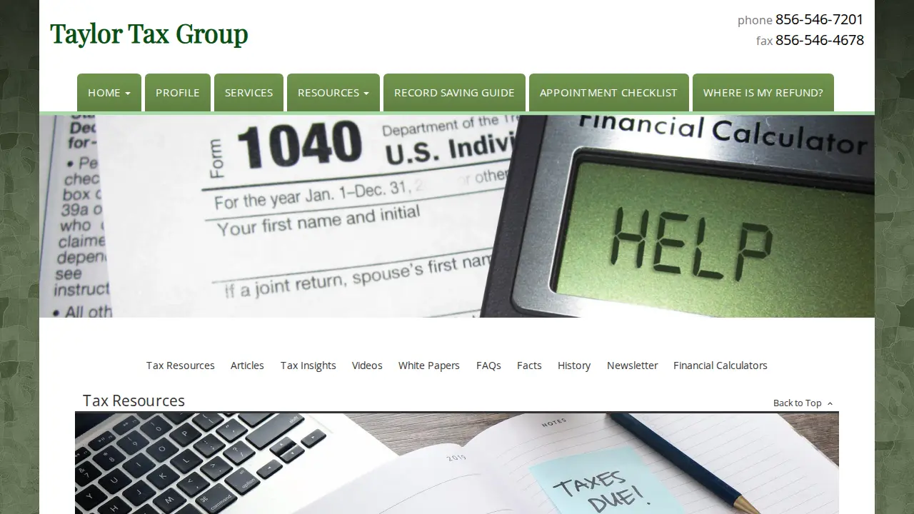 Taylor Tax Group page