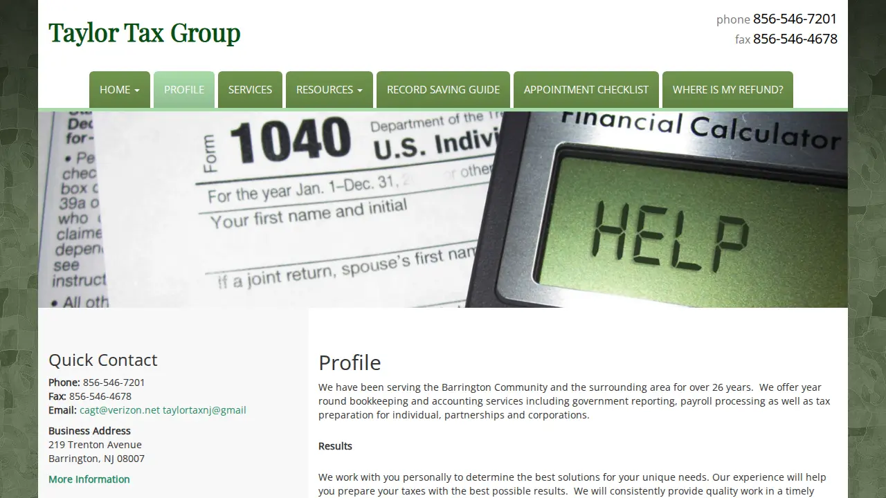 Taylor Tax Group page