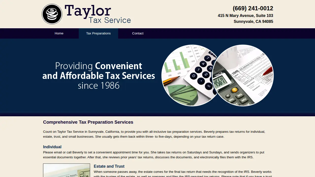 Taylor Tax Service page