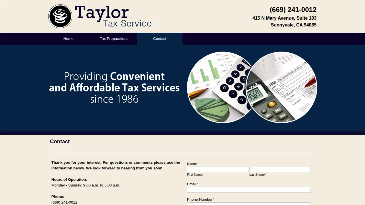 Taylor Tax Service page