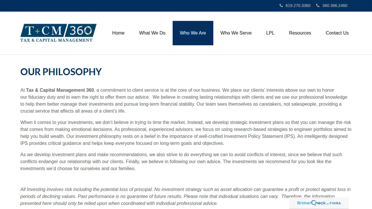 Tax & Capital Management 360 page