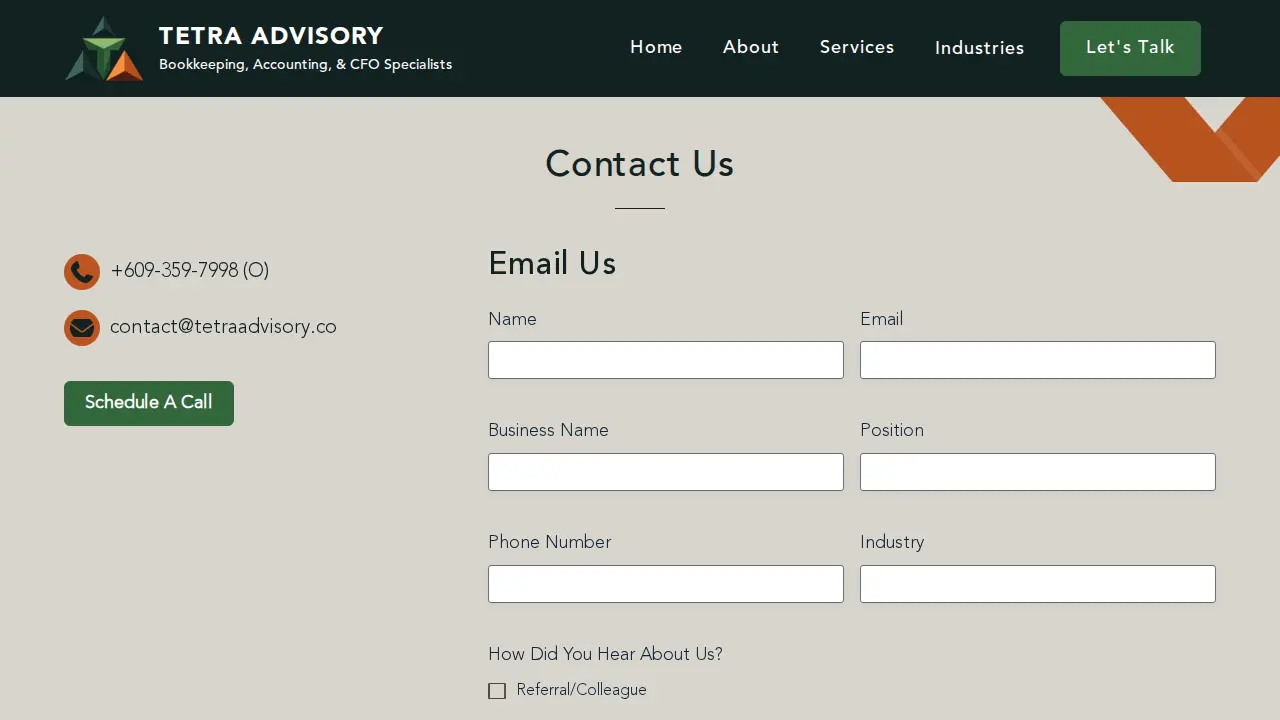 Tetra Accounting & Advisory page