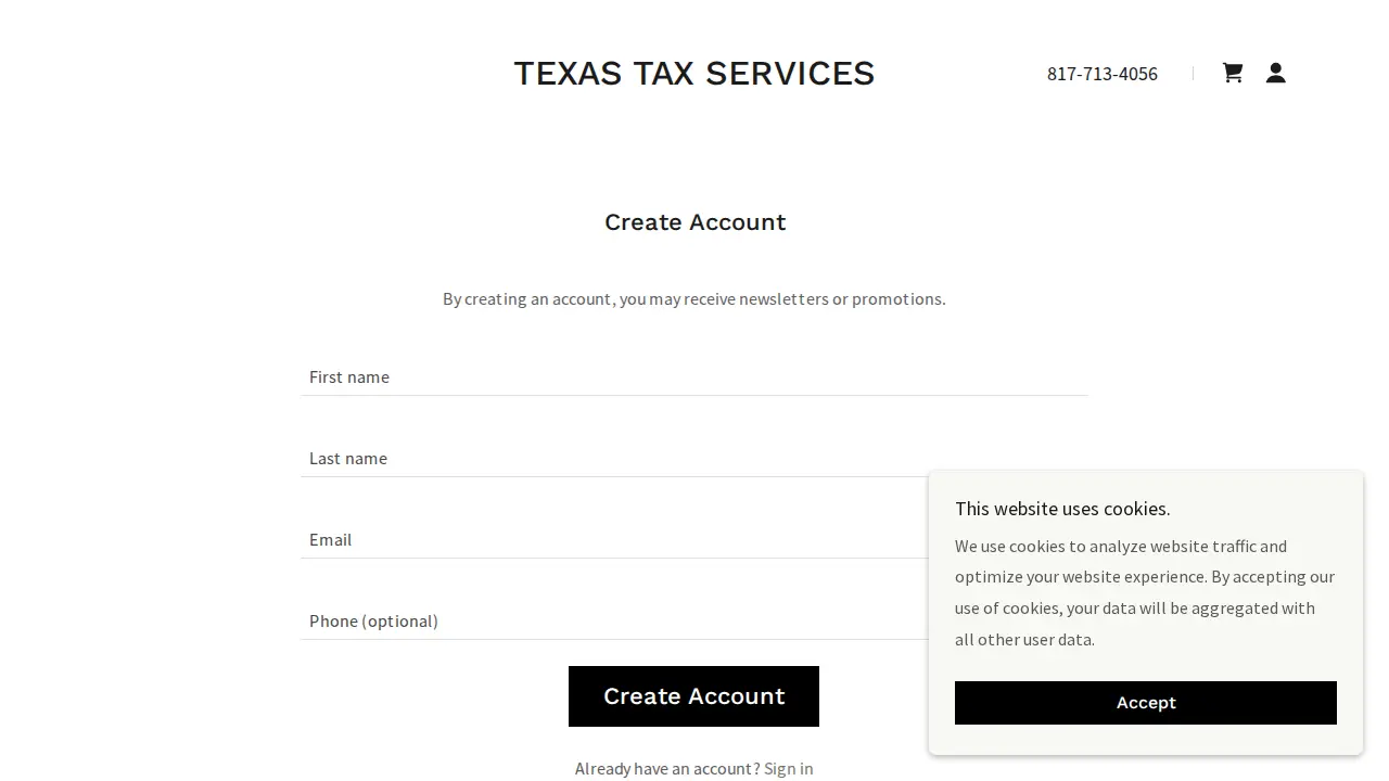Texas Tax Services page