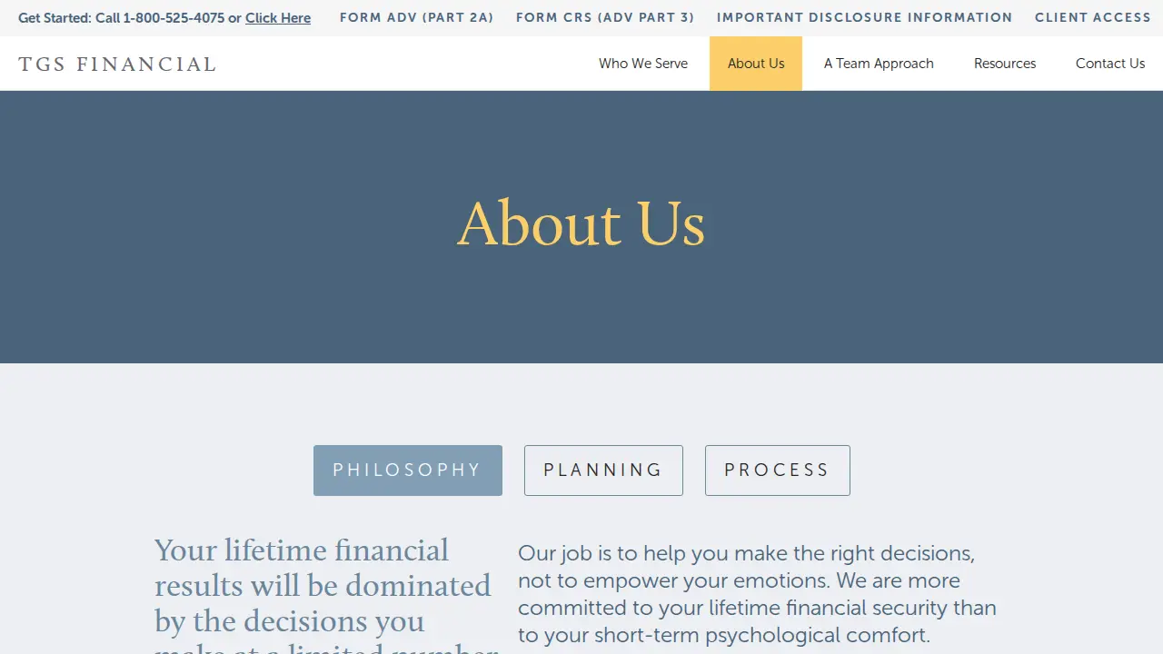 TGS Financial Advisors page