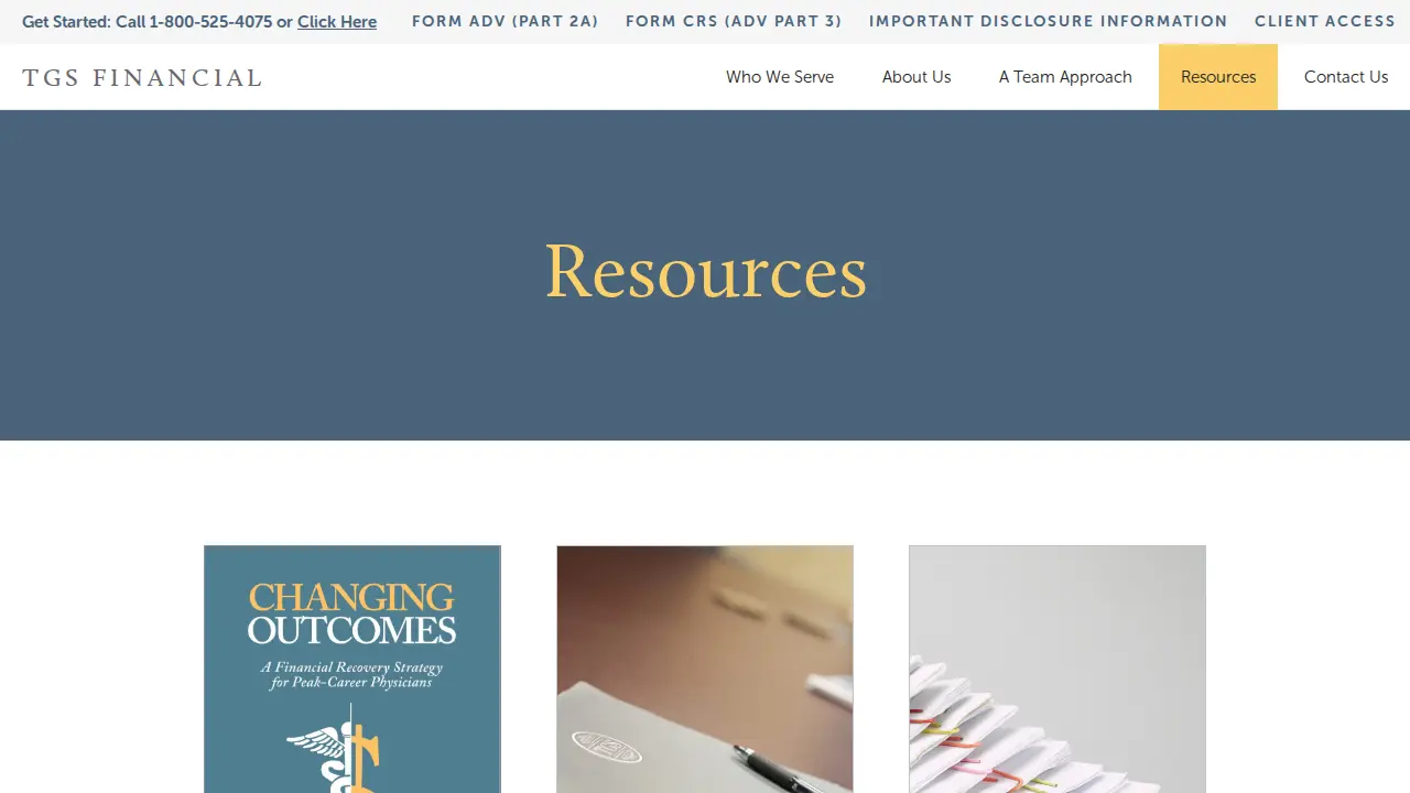 TGS Financial Advisors page