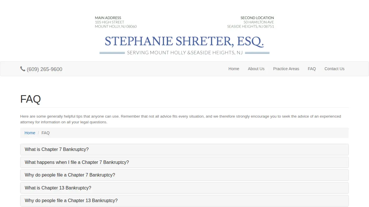 Law Office of Stephanie Shreter page