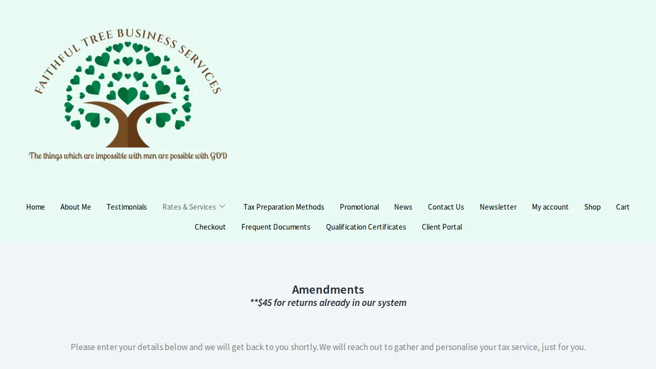 Faithful Tree Business Services page