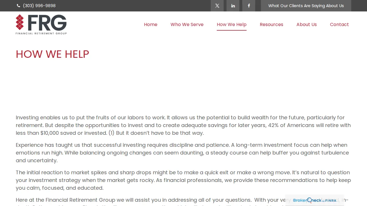 Financial Retirement Group page
