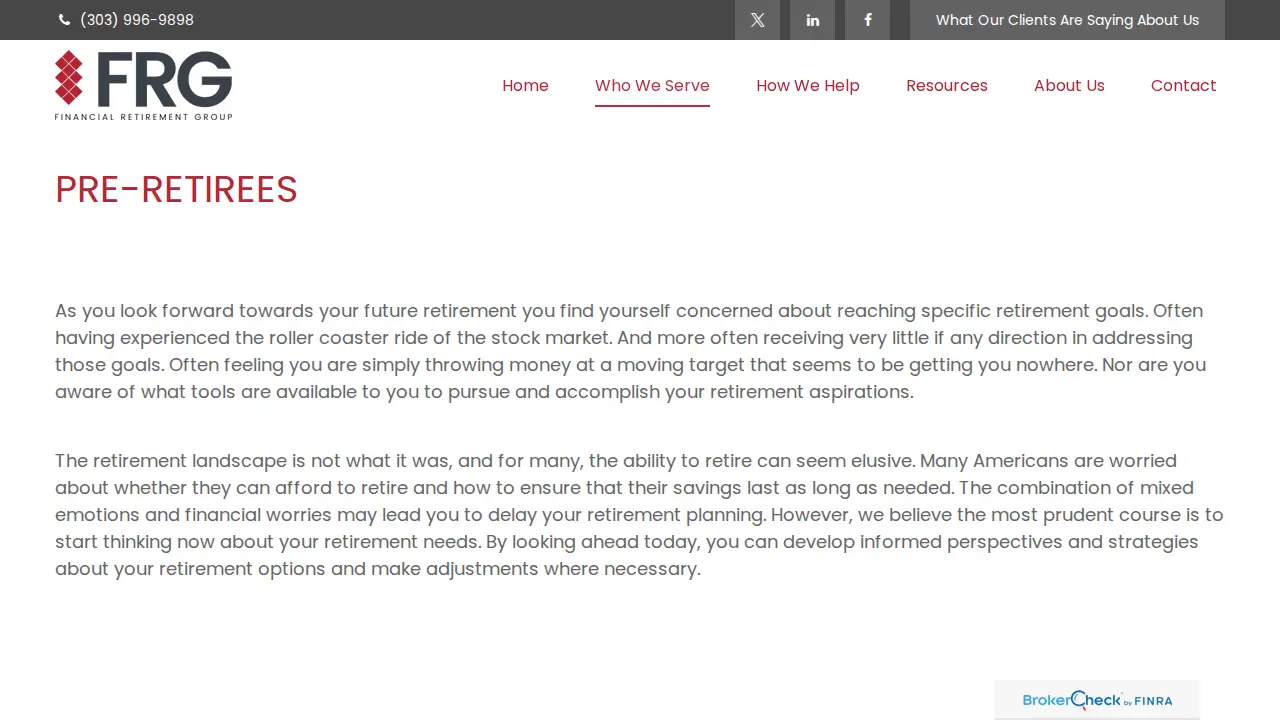 Financial Retirement Group page