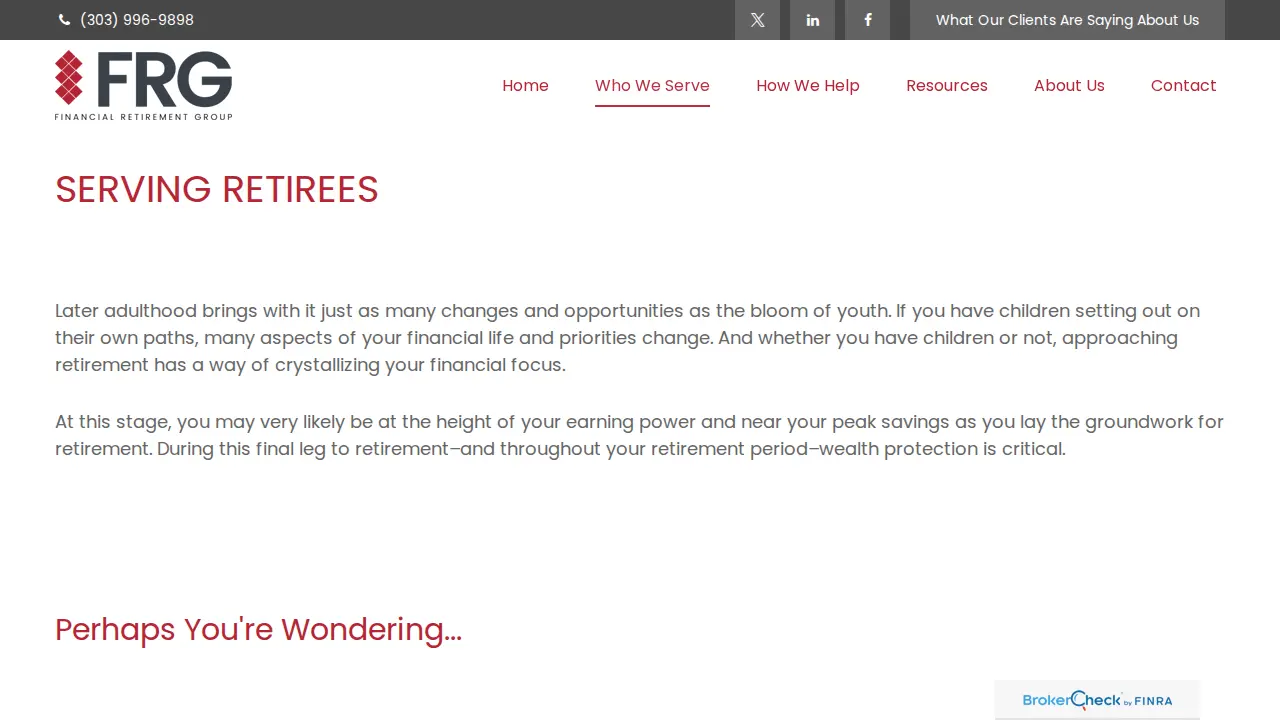 Financial Retirement Group page