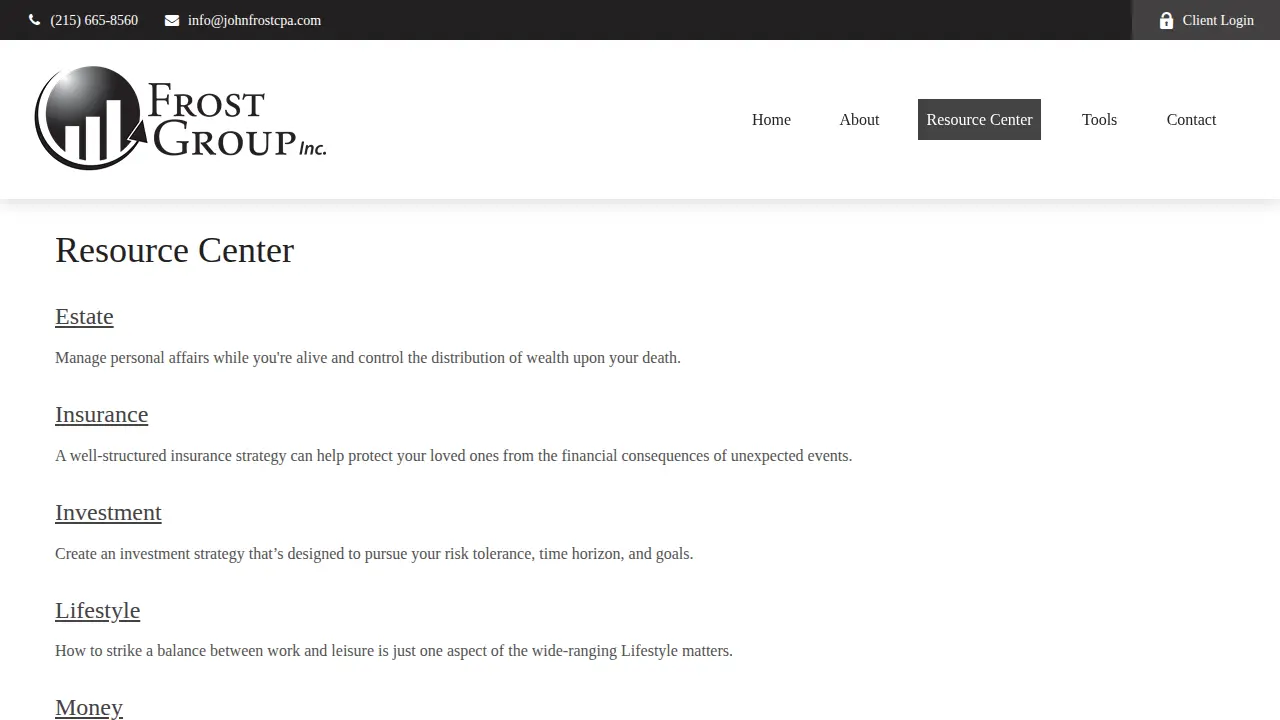 Frost Group INC page